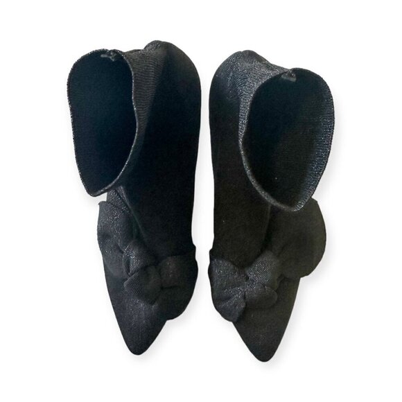 Loeffler Randall Kassidy Stretch Bow Booties,‎ Black/Metallic Knit, 8.5B, New - Picture 7 of 14
